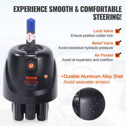 Hydraulic Outboard Steering Kit, 112 kW(150HP), Marine Boat Hydraulic Steering System, with Helm Pump Two-Way Lock Cylinder and 6.1 m(20 Feet) Hydraulic Steering Hose, for Single Station Single-Engine Boats