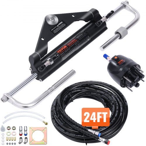 Hydraulic Outboard Steering Kit, 150HP, Marine Boat Hydraulic Steering System, with Helm Pump Two-Way Lock Cylinder and 731.5 cm Hydraulic Steering Hose, for Single Station Single-Engine Boats