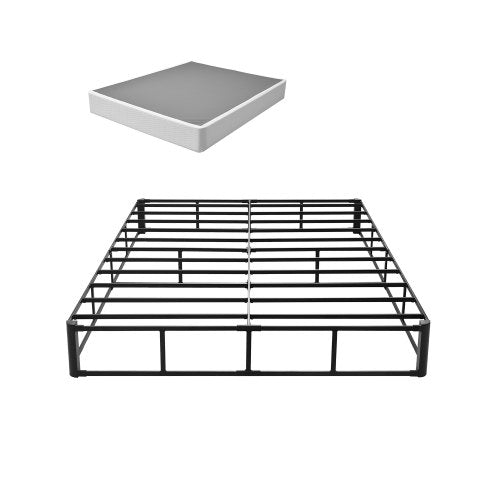 Boxspring, queen size-sängram med tvättbar tygduk, kraftig metallram för queen size-säng, 23 cm madrassfundament, maxvikt 1460 kg, enkel montering, 224,5 L x 144,5 B x 234,5 H tum