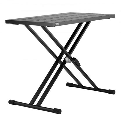 DJ Table Stand, 32" x 20" Portable DJ Laptop and Controller Stand, Lightweight DJ Desk DJ Booth Adjustable Height DJ Stand, Foldable Double-X Braced Keyboard Stand & Tabletop, Audio Mixer Stand