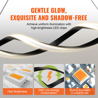 Moderna ljuskronor, 24W, dimbar LED-pendellampa med fjärrkontroll, silikonskärm, justerbar 3000K-6000K färgtemperatur ljusstyrka taklampa för kök och matsal