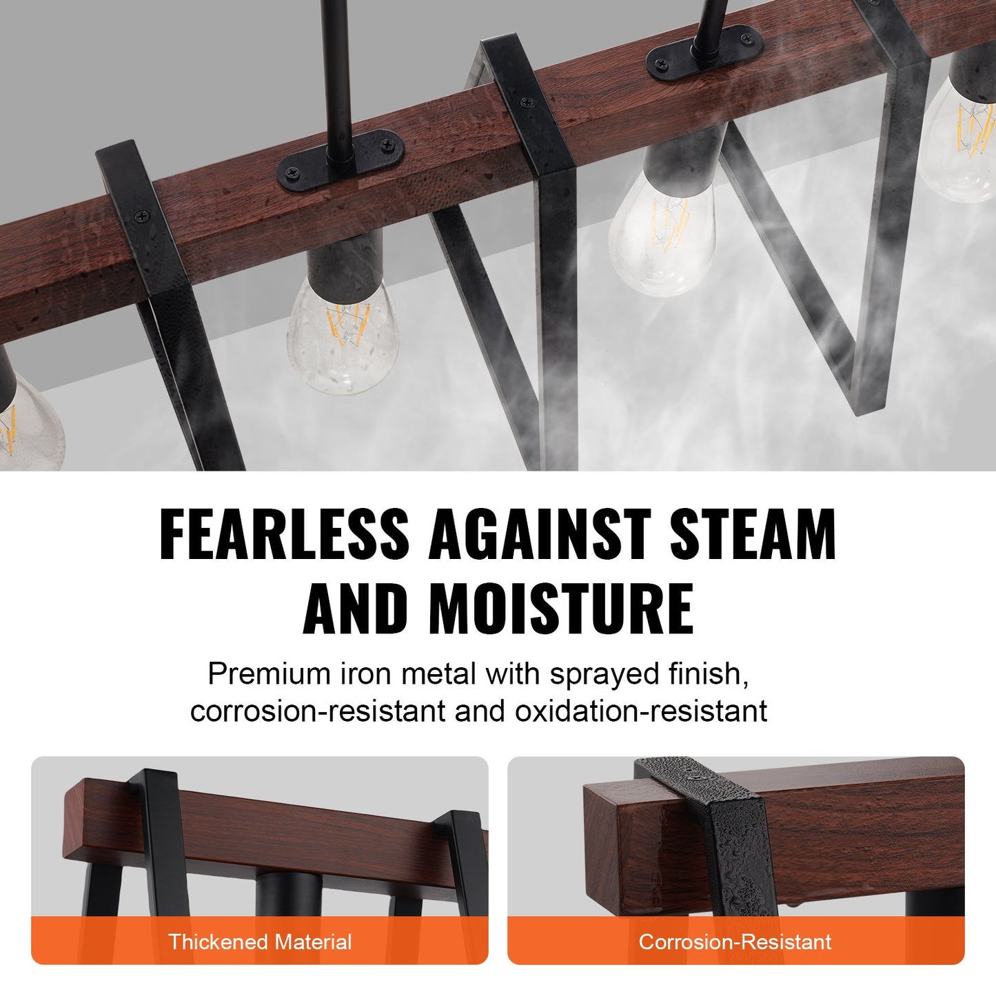 4-Light Kitchen Island Pendant Lights, 60W, Adjustable Dining Room Light Fixture with 2 x 6" and 6 x 12" Rods, Industrial Metal Frame Farmhouse Linear Chandeliers Lighting for Dining Room, E27