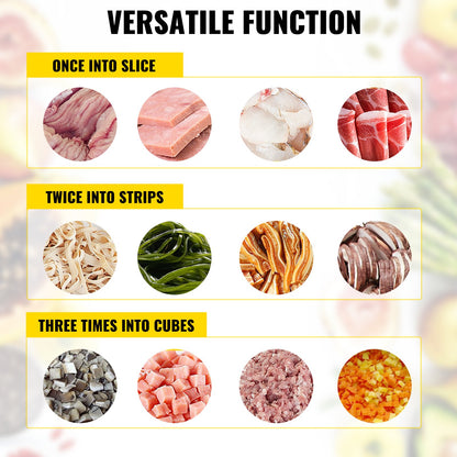Kommersiell köttskärmaskin, 551 lbs/h 850W köttstrimlare, elektrisk köttskärare med 3,5 mm blad, restaurangskärare i rostfritt stål, för kök, stormarknad, lamm, nötkött, kyckling, röd