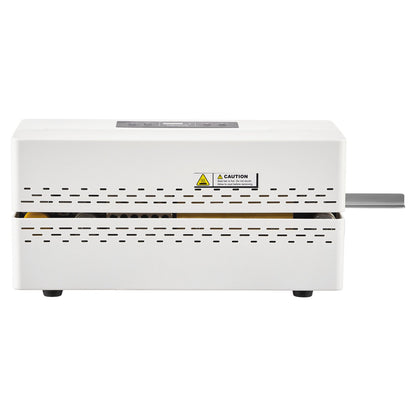 Kontinuerlig förseglingsmaskin, 8–12 mm förseglingsbredd, automatisk kontinuerlig bandförseglare med digital temperaturkontroll, automatisk avstängning, värmeförseglingsmaskin för 0,06–0,2 mm plastpåsar