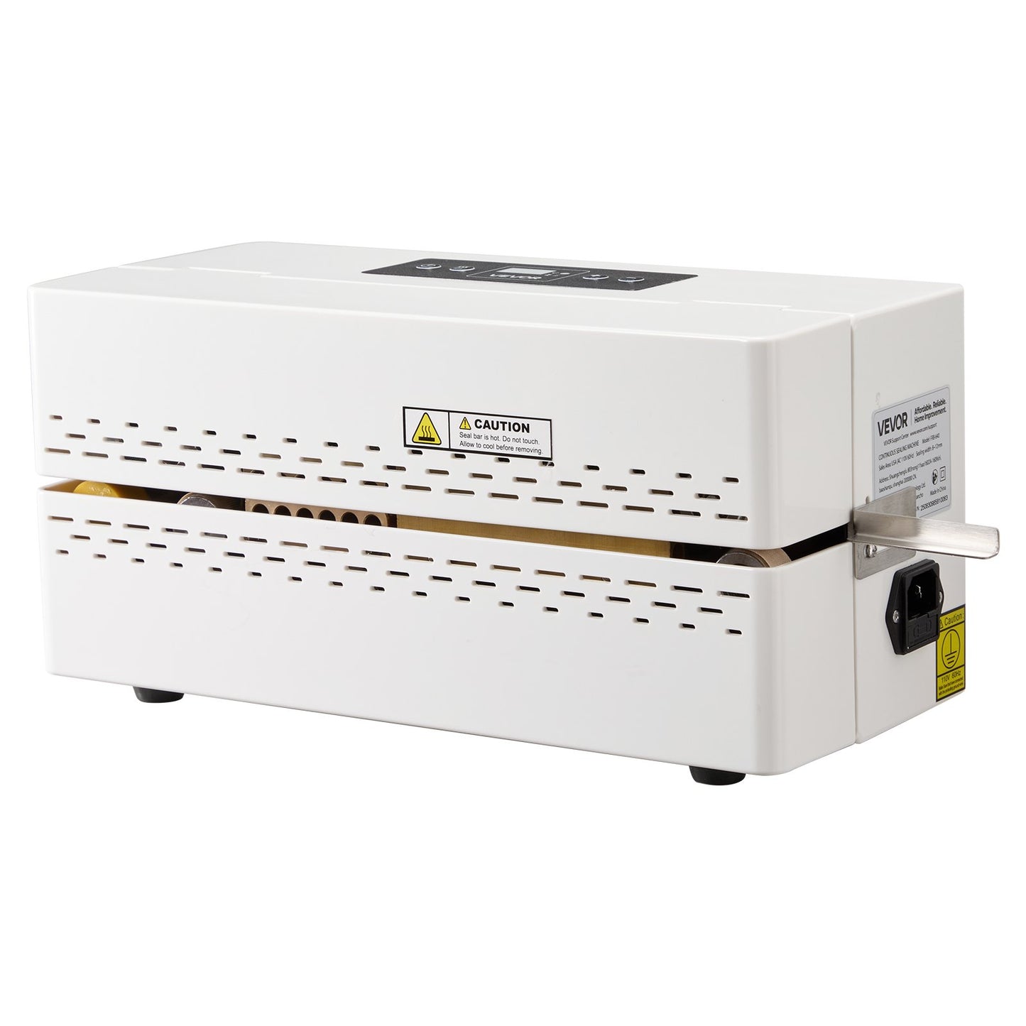 Kontinuerlig förseglingsmaskin, 8–12 mm förseglingsbredd, automatisk kontinuerlig bandförseglare med digital temperaturkontroll, automatisk avstängning, värmeförseglingsmaskin för 0,06–0,2 mm plastpåsar