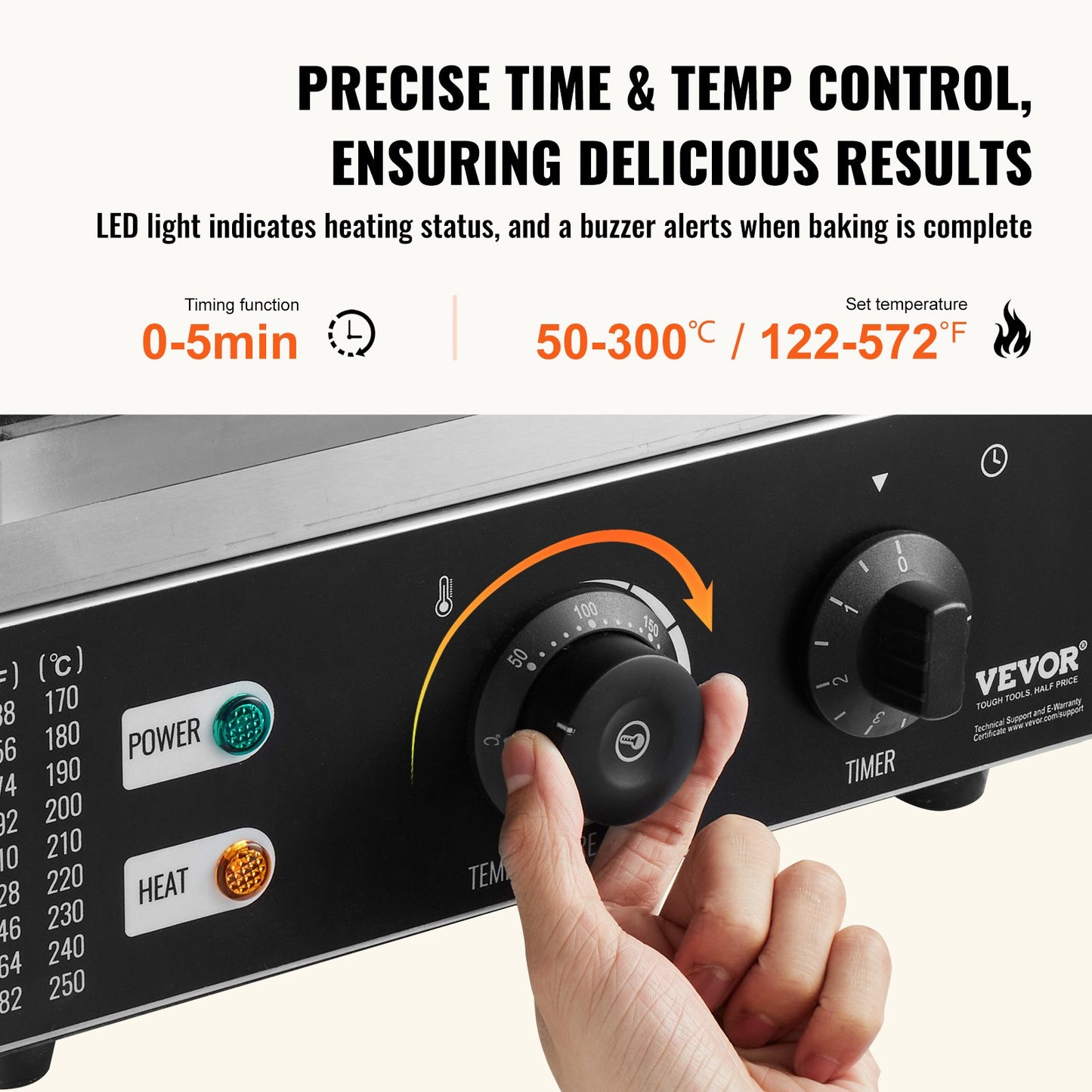 Electric Donut Maker, 1550W Commercial Doughnut Machine with Non-stick Surface, 12 Hole Double-Sided Heating Waffle Machine Makes 12 Doughnuts, Temperature 50-300℃, for Restaurant & Home Use