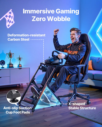 Racing Wheel Stand, Adjustable & Foldable Simulator Stand for Logitech G923 G920 G29 G27, Thrustmaster T300RS TX F458 T500RS T3PA-PRO(F1/GT) Gaming Cockpit,Pedals Simulator NOT Included,Compact