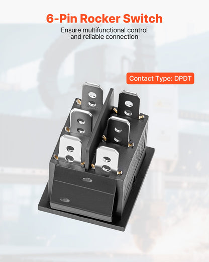 Vippströmbrytare, 6-polig momentan DPDT vippströmbrytare, 3-läges (PÅ)-Av-(PÅ) polaritetsomkastare AC 250V/16A 125V/20A för bil, båt, hushållsapparater