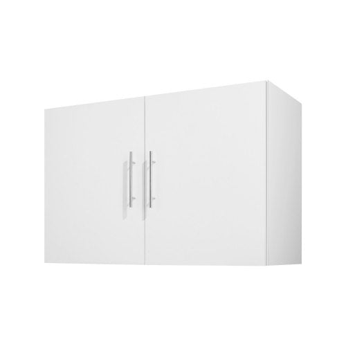 Laundry Room Wall Cabinet, 2-Tier Wall Mounted Hanging Cabinet with 2 Doors, Cupboard Organizer with Adjustable Shelf, for Bathroom, Kitchen, Garage, Laundry, 16 x 36 x 24 in (D x W x H), White