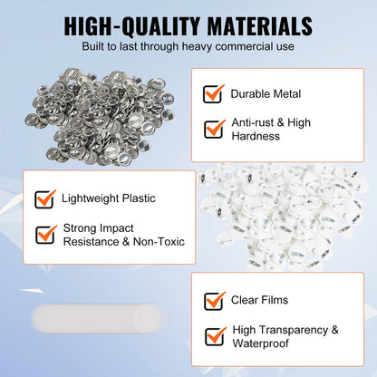 500 Sets 1 inch 25mm Pin Back Button Parts, DIY Round Button Badge Parts, Set Includes Metal Top, Plastic/Metal Button, Clear Film, and Blank Paper For Gifts Presents, Machine NOT Included