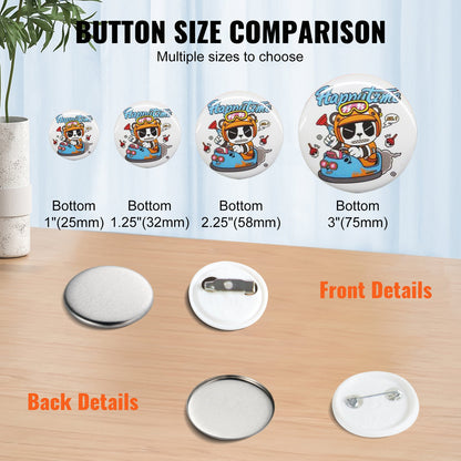 500 Sets 1 inch 25mm Pin Back Button Parts, DIY Round Button Badge Parts, Set Includes Metal Top, Plastic/Metal Button, Clear Film, and Blank Paper For Gifts Presents, Machine NOT Included