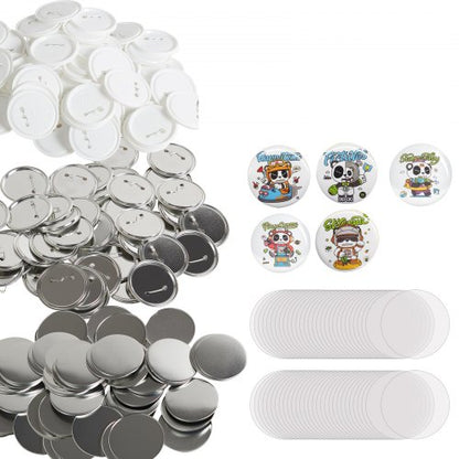 200 Sets 3 inch 75mm Pin Back Button Parts, DIY Round Button Badge Parts, Set Includes Metal Top, Plastic/Metal Button, Clear Film, and Blank Paper For Gifts Presents, Machine NOT Included