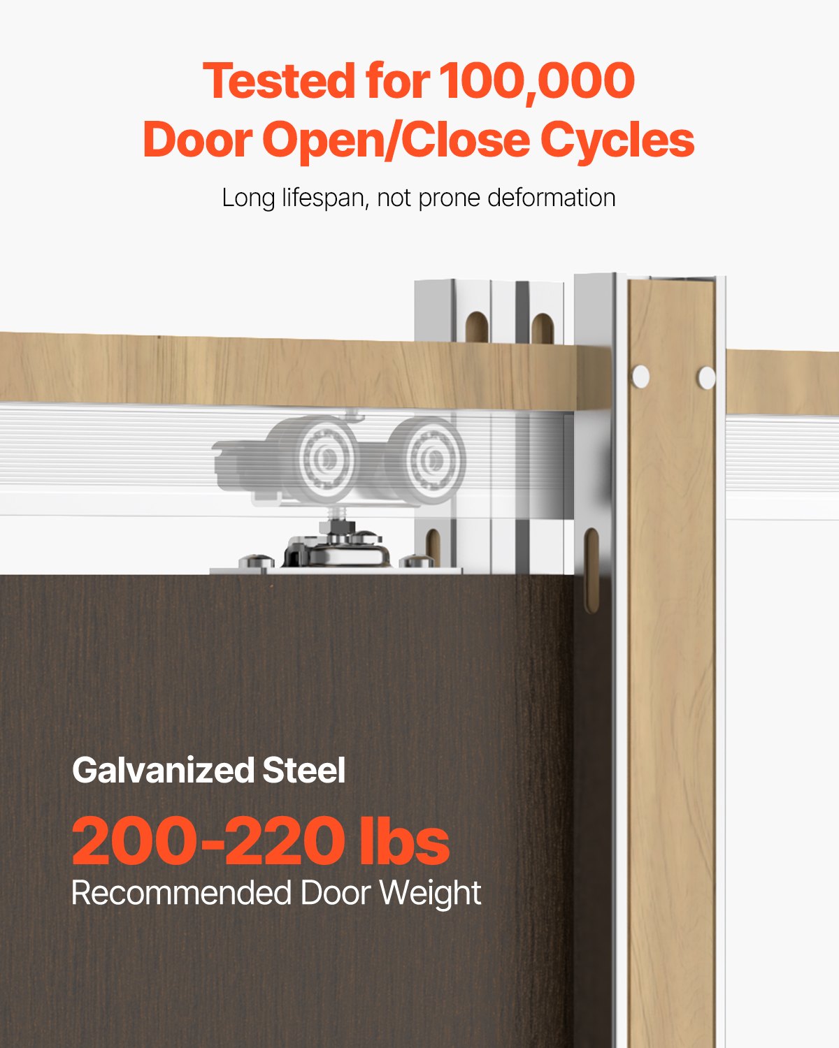 Fickdörrkarmsats, för 1219-1829 mm bred och 2032 mm hög dörr, Fickdörrsats med tvåvägs mjukstängningsmekanism, glider smidigt och tyst, enkel att installera, trä och galvaniserat stål, för sovrum