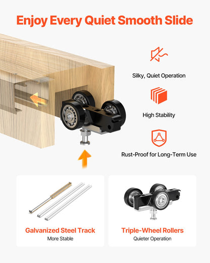 Fickdörrkarmsats, för 610-762 mm bred 20-32 mm hög dörr, Fickdörrsats med tvåvägs mjukstängningsmekanism, glider smidigt och tyst, enkel att installera, premiumgalvaniserat stål, för vardagsrum