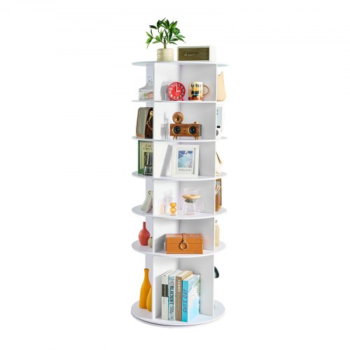6 Tiers Rotating Shoe Rack Tower, 360° Spinning Shoe Rack, Revolving Storage Round Carousel Display, Freestanding Lazy Susan Organizer Display for Bedroom, Living Room, Entryway, Closet, White