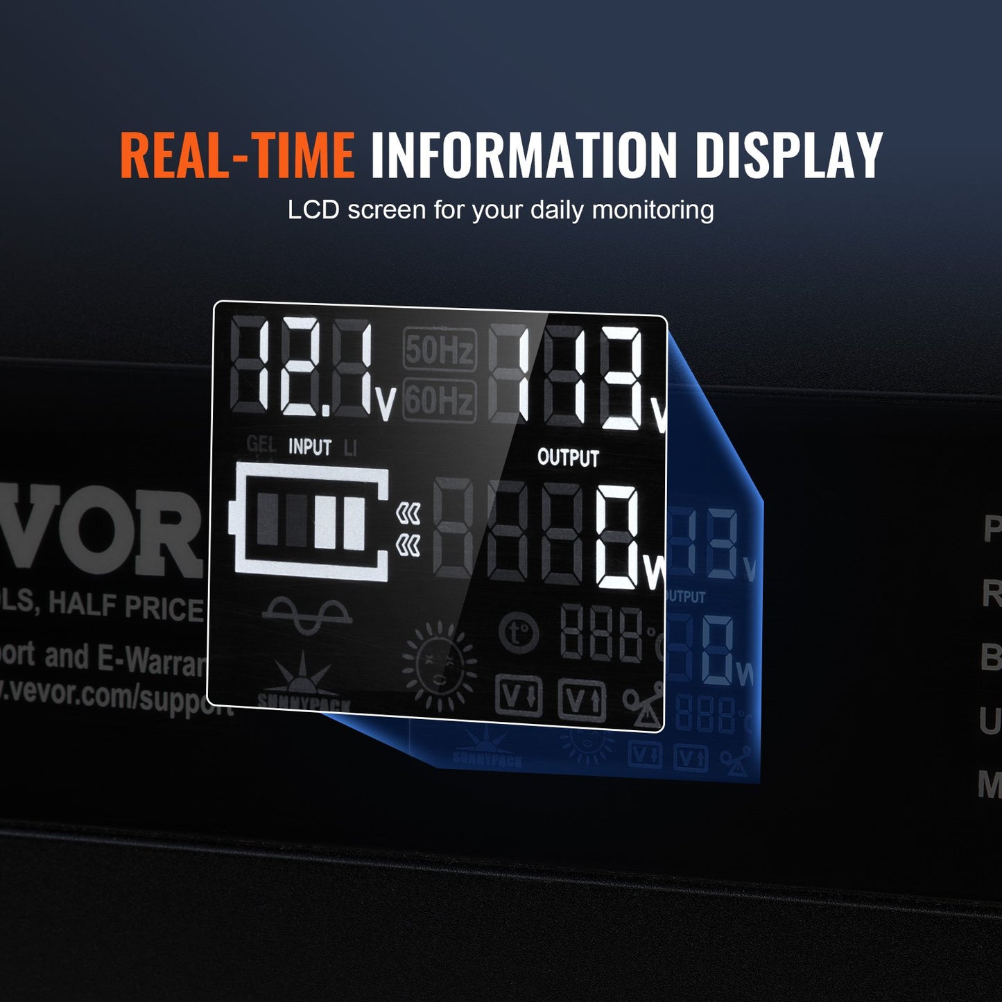 Modifierad sinusvågsväxelriktare, 3000 watt, DC 12V till AC 230V LCD-skärm, 3 AC-uttag, 2 USB-portar, 1 typ-C-port, 10 reservsäkringar, för stora hushållsapparater, CE-FCC-certifierad