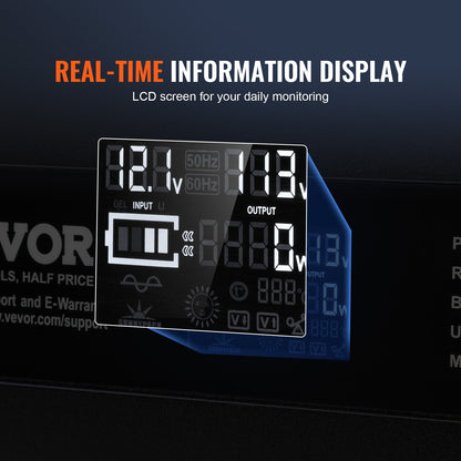 Modifierad sinusvågsväxelriktare, 3000 watt, DC 12V till AC 230V LCD-skärm, 3 AC-uttag, 2 USB-portar, 1 typ-C-port, 10 reservsäkringar, för stora hushållsapparater, CE-FCC-certifierad