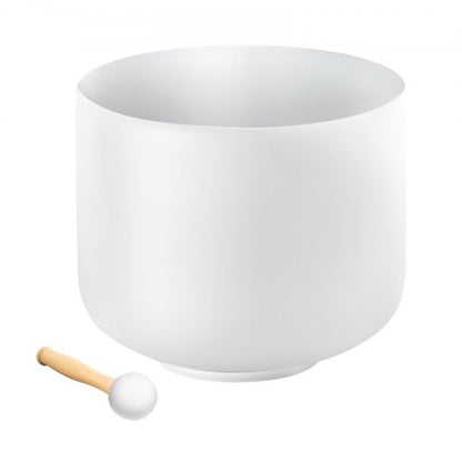 Crystal Singing Bowl, 8-inch F Note Heart Chakra Singing Bowl, Frosted Quartz Singing Bowl with Rubber Mallet and O-Ring, Perfect for Meditation, Yoga, Sound Baths, Sound Healing