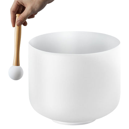 Crystal Singing Bowl, 8-inch F Note Heart Chakra Singing Bowl, Frosted Quartz Singing Bowl with Rubber Mallet and O-Ring, Perfect for Meditation, Yoga, Sound Baths, Sound Healing