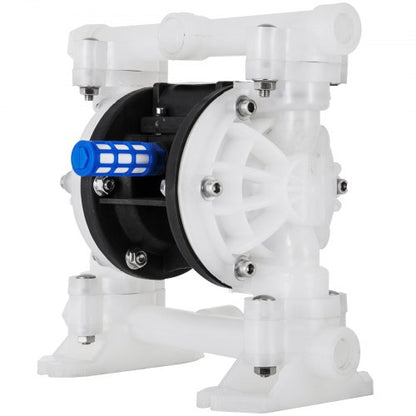 Luftdriven dubbelmembranpump 7GPM 100PSI Polypropylenmembranvattenpump med 1,3 cm inlopps- och utloppsportar Luftpumpmembran 6900,7 cm maxtryck Luftdriven membranpump med tätad kulventil