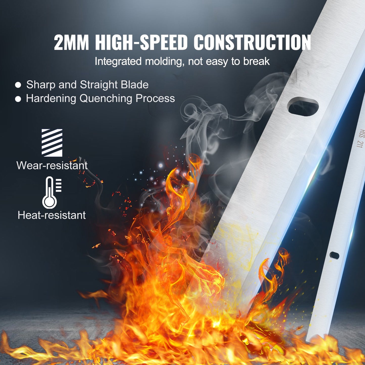 Hyvelknivar, 13-tums hyvelknivar med tjocklek, 2 mm förtjockad snabbstålsutbyte HRC55-60 hårdhet, praktiska monteringshål för snickeri, hem-gör-det-själv, industrier, set om 3