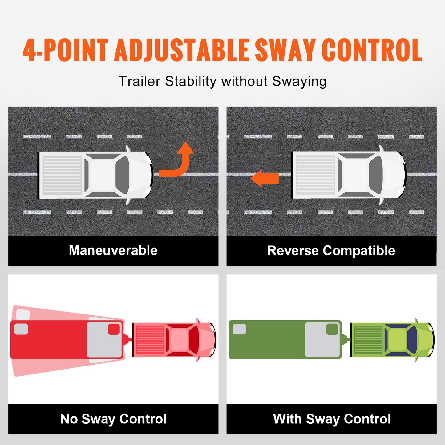 Weight Distribution Hitch, 1,000 lbs Weight Distributing Hitches Kit with Sway Control for Trailer, 2-In Solid Steel Shank, 2-5/16 in Alloy Steel Ball, Powder Coated Load Leveling Hitch, Black