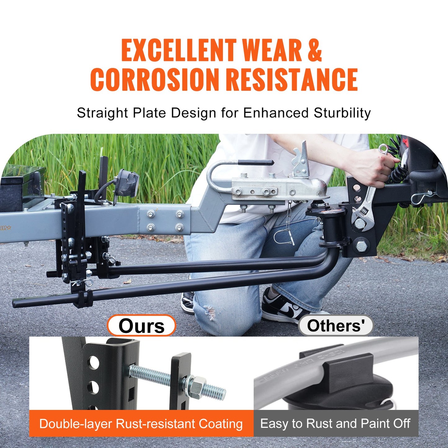 Weight Distribution Hitch, 1,500 lbs Weight Distributing Hitches Kit with Sway Control for Trailer, 2-In Solid Steel Shank, 2-5/16 in Alloy Steel Ball, Powder Coated Load Leveling Hitch, Black