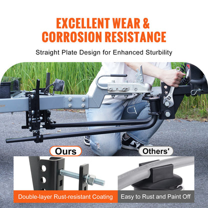 Weight Distribution Hitch, 1,500 lbs Weight Distributing Hitches Kit with Sway Control for Trailer, 2-In Solid Steel Shank, 2-5/16 in Alloy Steel Ball, Powder Coated Load Leveling Hitch, Black