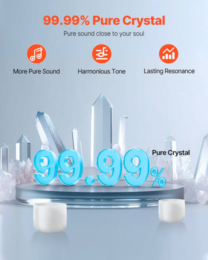 2PCS Crystal Singing Bowls, 8-inch and 10-inch A & F Note Singing Bowls, Frosted Quartz Bowl with 10" Carrying Bag, 1 Rubber Mallet and 2 O-Rings, Ideal for Meditation Yoga Sound Healing