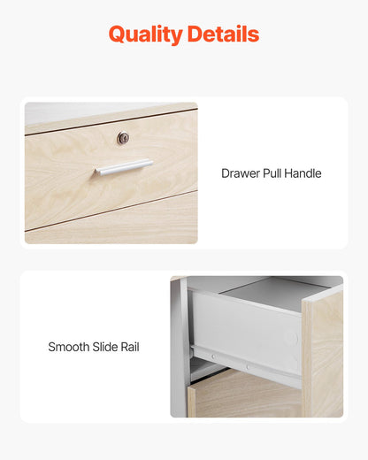 Receptionsdisk, 135 x 63 x 112 cm rektangulärt frontbord, kontorsreceptionsdisk med låsbar låda och förvaringsskåp, för kassa, lobby, skönhetssalong och kontor, trä