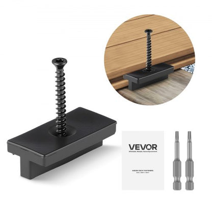 500PCS Hidden Deck Fasteners for Composite Decking Board, Universal Composite Clips & Plastic Hidden Fasteners with Metal Screws,Polypropylene PP Clips Works with 5.5 mm Gaps, Black