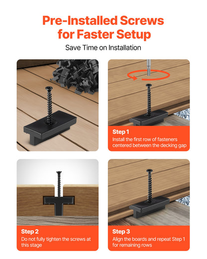 500PCS Hidden Deck Fasteners for Composite Decking Board, Universal Composite Clips & Plastic Hidden Fasteners with Metal Screws,Polypropylene PP Clips Works with 5.5 mm Gaps, Black