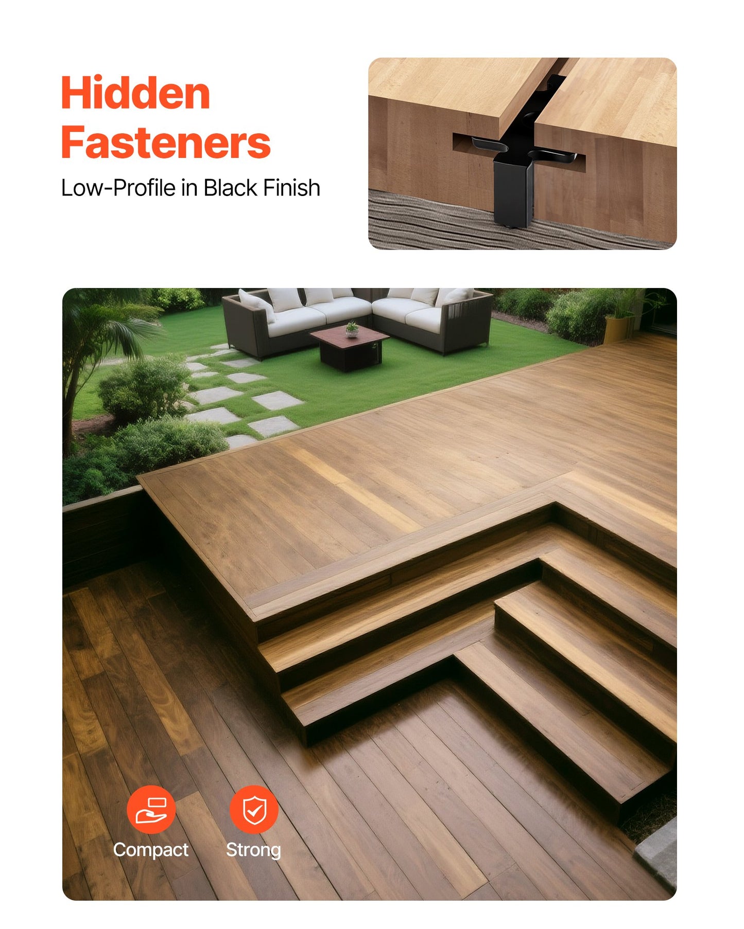 600 st dolda däckfästen för komposittrallbrädor, universella komposit-T-klämmor och dolda plastfästen med metallskruvar, polypropylen-PP-klämmor fungerar med 6,5 mm springor, svarta