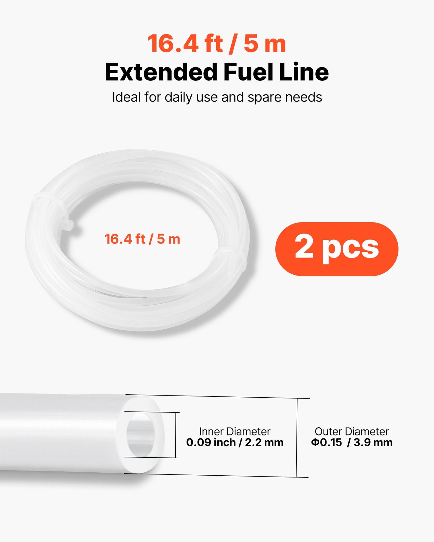 Bränsleslangssats, 5000 mm bränsleledningssats för dieselvärmare, utbytbara bränsleledningssatser för parkeringsvärmare med ledningar, filter, klämmor och slangar, tillbehör till tankdieselvärmare för 2KW, 5KW och 8KW värmare