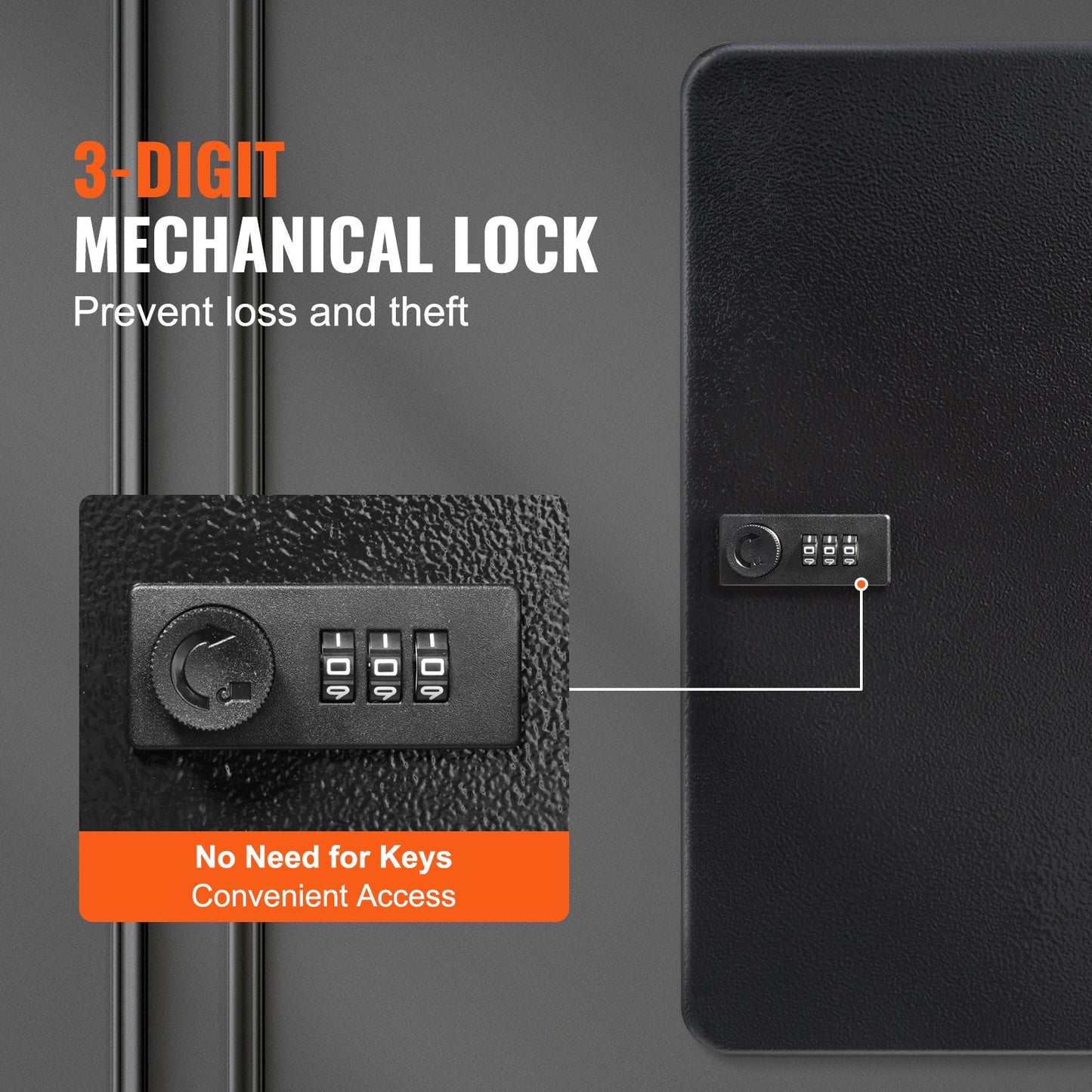 48-Key Cabinet, Key Safe with Combination & Key Lock, Digital Security Storage Box Steel Key Organizer with Adjustable Racks, 48 pcs Colorful Key Tags and A Record Card for School, Office, Hotel