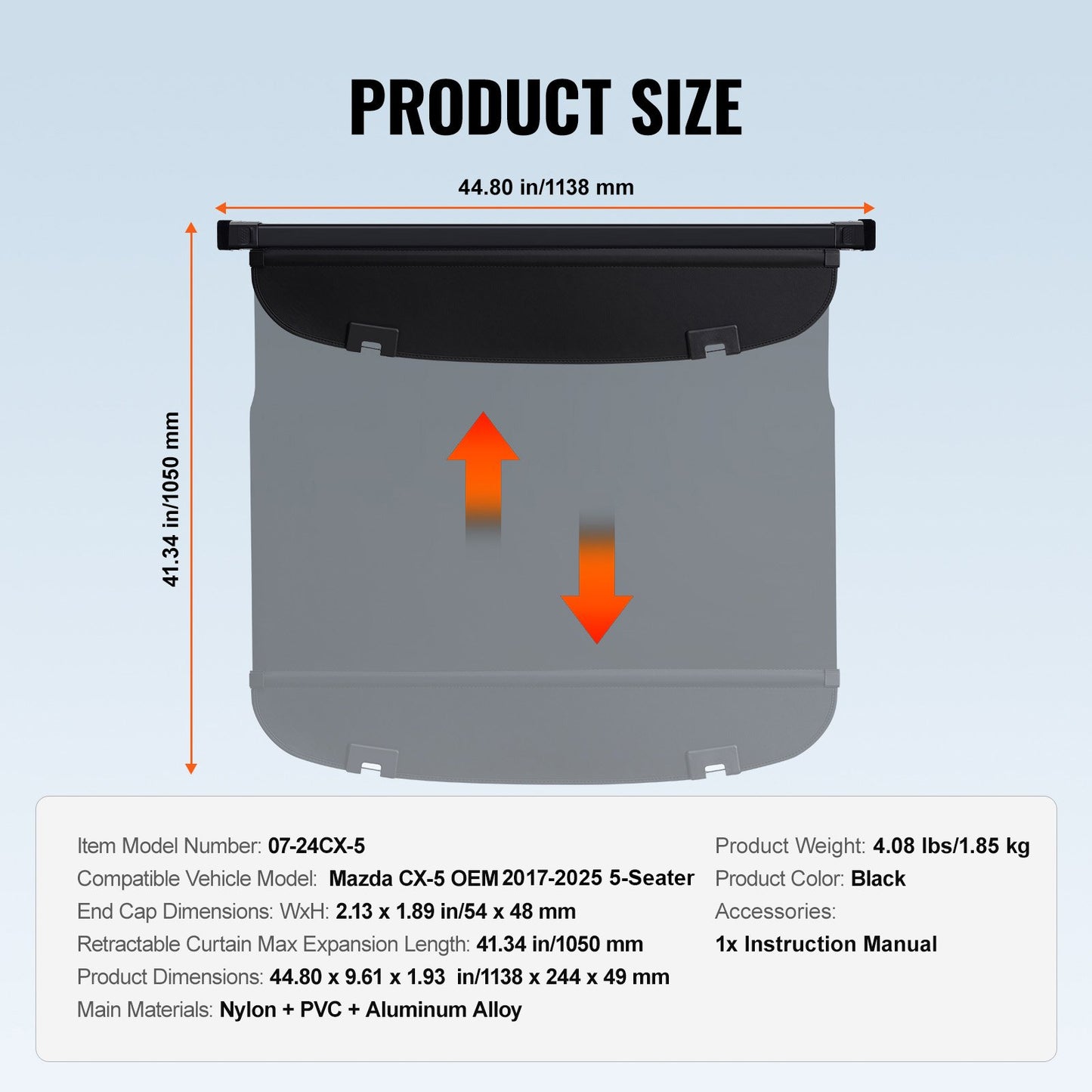 Retractable Cargo Cover for Mazda, Upgraded Waterproof Trunk Cover Security Shield Shade for Mazda CX-5 2017-2025 5-Seater, UV Resistant Rear Trunk Cover, Aluminum Alloy & PVC Leather Texture