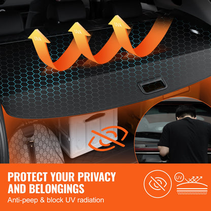 Retractable Cargo Cover for Toyota, Upgraded Waterproof Trunk Cover Security Shield Shade for Toyota RAV4 2019-2025 5-Seater, UV Resistant Rear Trunk Cover, Aluminum Alloy & PVC Leather Texture