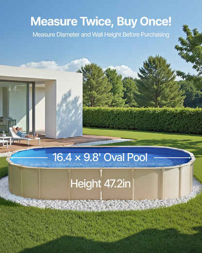 Oval Pool Liner, 16.4 x 9.8 ft Pool Liner, Uinbead Style, Durable Vinyl Pool Liner, Standard Gauge, 47in Wall Height, Pool Liner Replacement for Steel Sided Above-Ground Swimming Pools