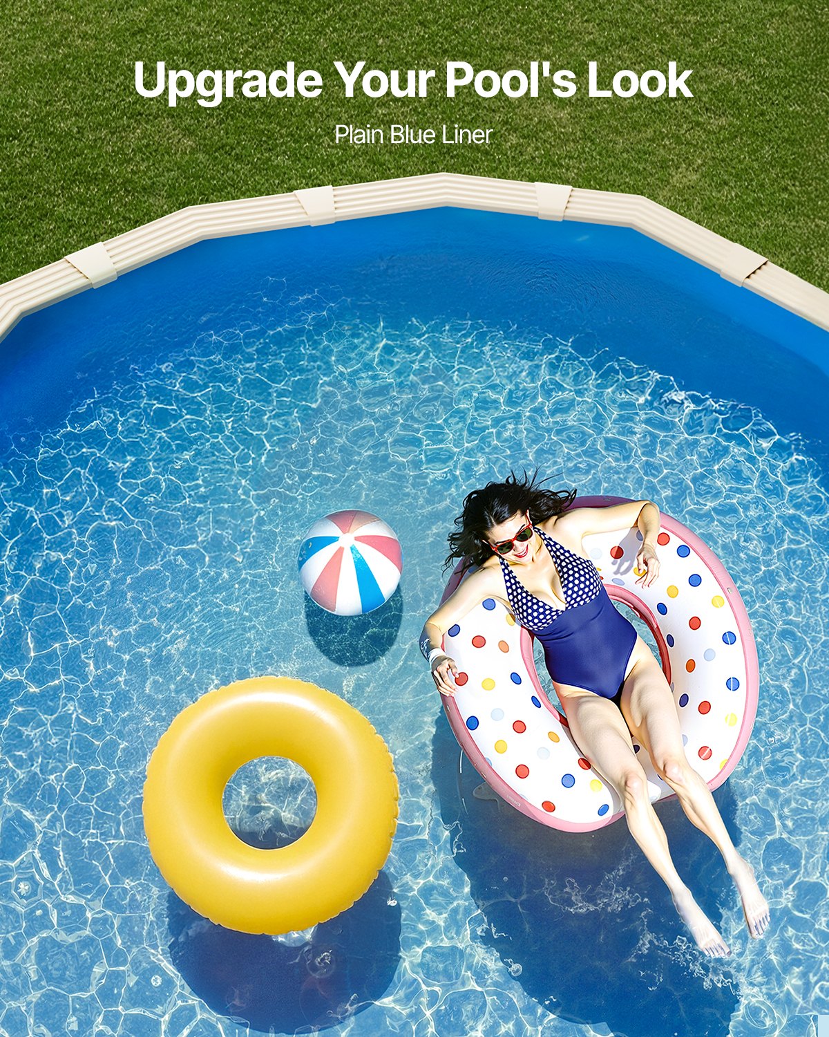 Oval Pool Liner, 16.4 x 9.8 ft Pool Liner, Uinbead Style, Durable Vinyl Pool Liner, Standard Gauge, 47in Wall Height, Pool Liner Replacement for Steel Sided Above-Ground Swimming Pools