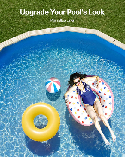 Oval Pool Liner, 16.4 x 9.8 ft Pool Liner, Uinbead Style, Durable Vinyl Pool Liner, Standard Gauge, 47in Wall Height, Pool Liner Replacement for Steel Sided Above-Ground Swimming Pools