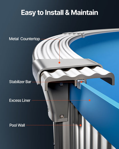 Oval Pool Liner, 24 x 12.3 ft, Swimming Pool Liner, Standard Gauge, Durable Vinyl Pool Liner, Overlap Style, Pool Liner Replacement for 52in Wall Height Above Ground Swimming Pool, Solid Color