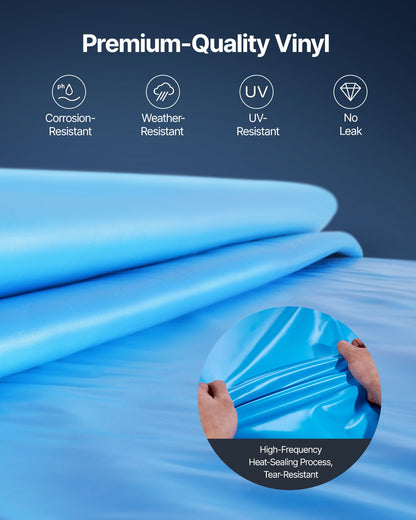 Oval poolfoder, 24 x 12,3 fot, poolfoder, standardtjocklek, slitstark vinylfoder, överlappande modell, ersättning för poolfoder för 52 tums vägghöjd ovan markpool, enfärgad