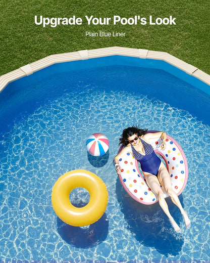 Oval poolfoder, 24 x 12,3 fot, poolfoder, standardtjocklek, slitstark vinylfoder, överlappande modell, ersättning för poolfoder för 52 tums vägghöjd ovan markpool, enfärgad