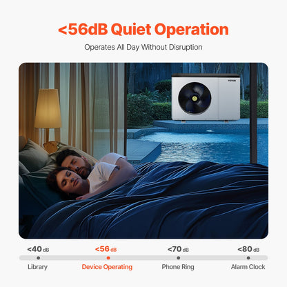 Elektrisk poolvärmepump, 1,48-7,11 kW värmekapacitet, energibesparande poolvärmare med variabel frekvens för 15-30 m³ ovanmarkspooler, uppvärmning och kylning av poolvarmvattenberedare AC220-240V 50Hz