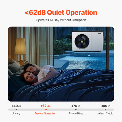 Electric Pool Heat Pump, 3.22-15.25kW Heating Capacity, Energy-Saving Variable Frequency Pool Heaters for 30-60m³Above Ground Pools, Heating and Cooling Pool Water Heater AC220-240V 50Hz