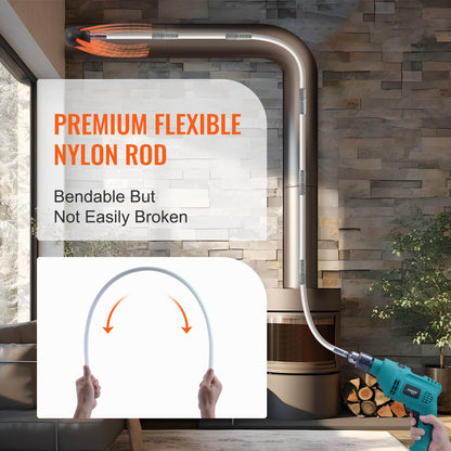 9 m Chimney Sweep Kit, w/ 9 Reinforced Nylon Flexible Rods, Ergonomic Chimney Cleaning Brush, 360-Degree Brush Chimney Cleaner, Rich Accessories for Fireplace Flue Home Use Fits most Pipes