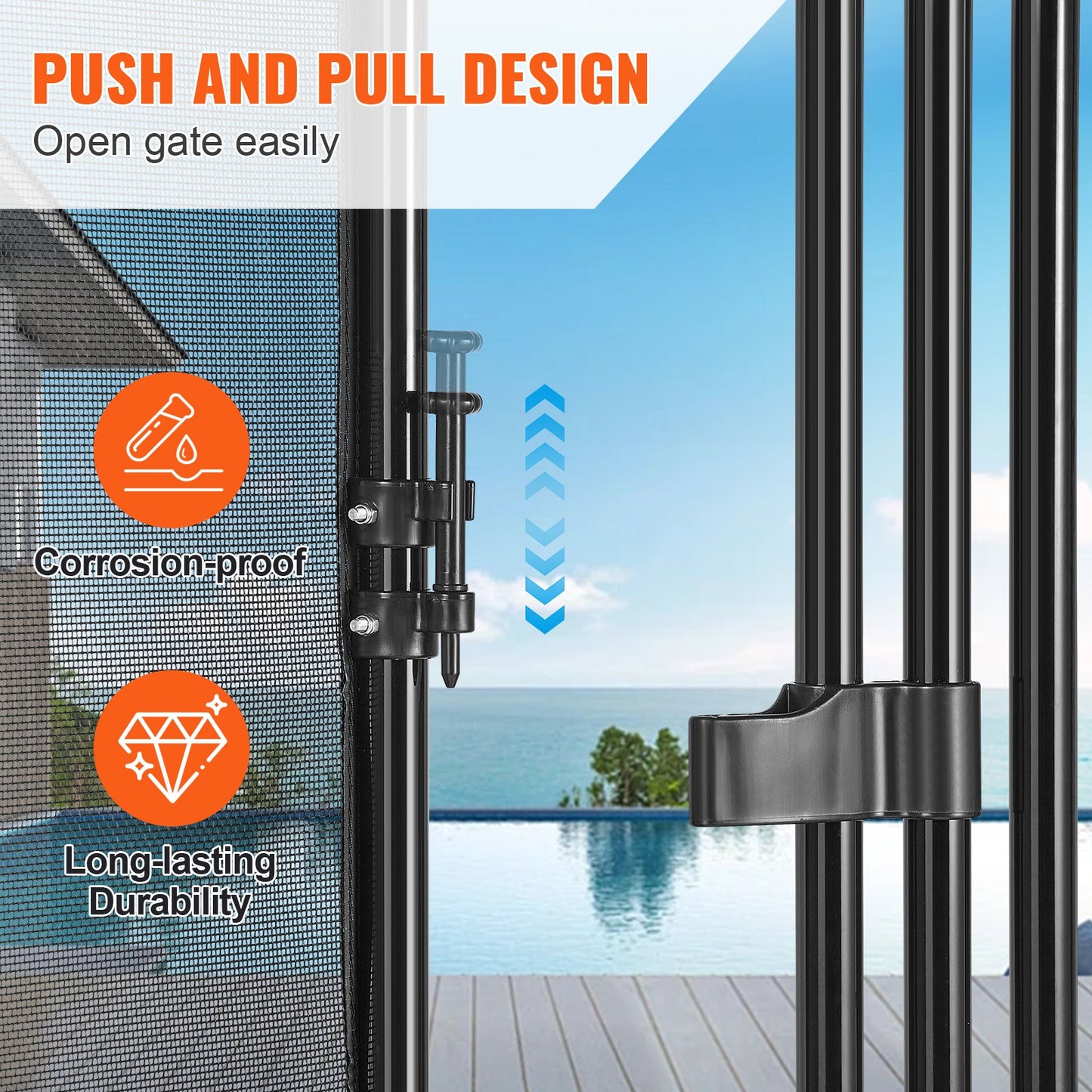 Pool Fence Gate 121.9 cm x 76.2 cm Removable Inground Pool Gate for Kids Security