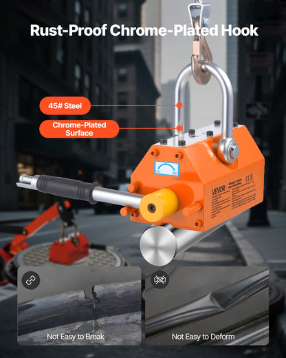 Magnetic Lid Lifter Dolly, 600 kg Pulling Capacity, Steel Dolly with Heavy Duty Magnet Lift and 2 Wheels, Adjustable Handle, N42 Neodymium, Foldable and Portable, for Lifting Manhole Covers