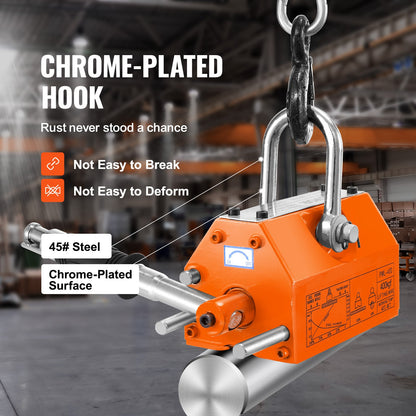 Magnetic Lifter, 880 lbs/400 kg Pulling Capacity, 2.5 Safety Factor, Neodymium & Steel, Lifting Magnet with Release, Permanent Lift Magnets, Heavy Duty Magnet for Hoist, Shop Crane, Block, Board