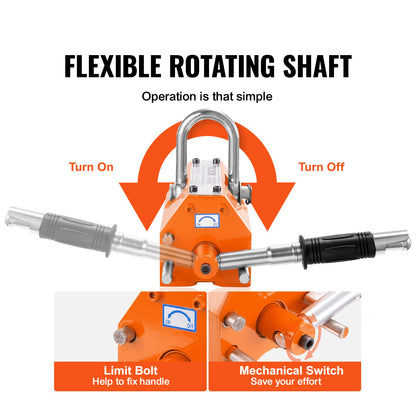 Magnetic Lifter, 880 lbs/400 kg Pulling Capacity, 2.5 Safety Factor, Neodymium & Steel, Lifting Magnet with Release, Permanent Lift Magnets, Heavy Duty Magnet for Hoist, Shop Crane, Block, Board